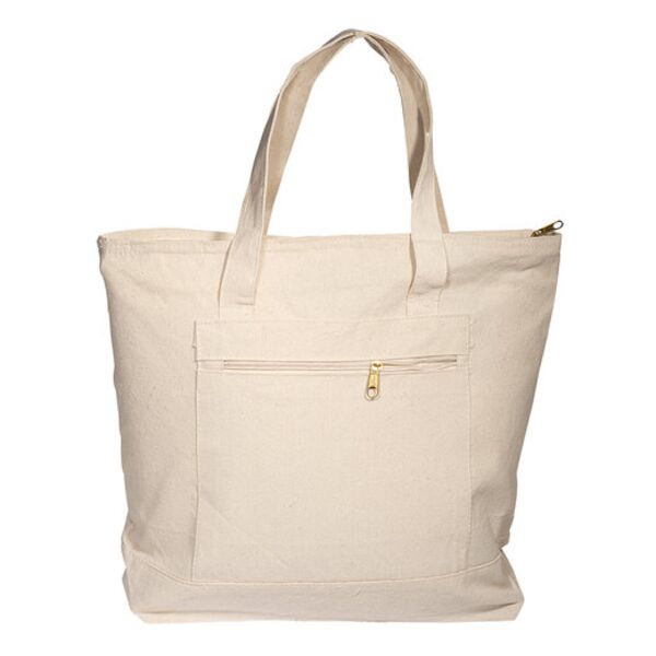 Zippered Cotton Canvas Tote Bag Thumbnail