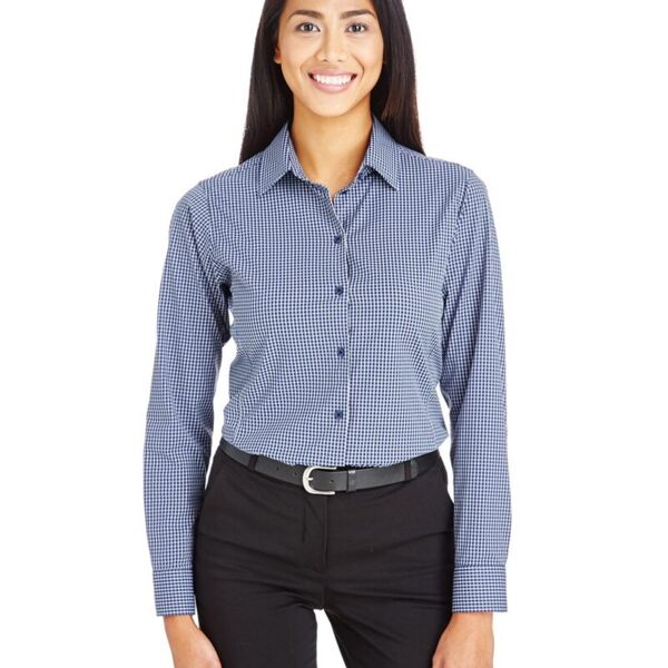 Women's CrownLux Performance® Tonal Mini Check Woven Dress Shirt Thumbnail